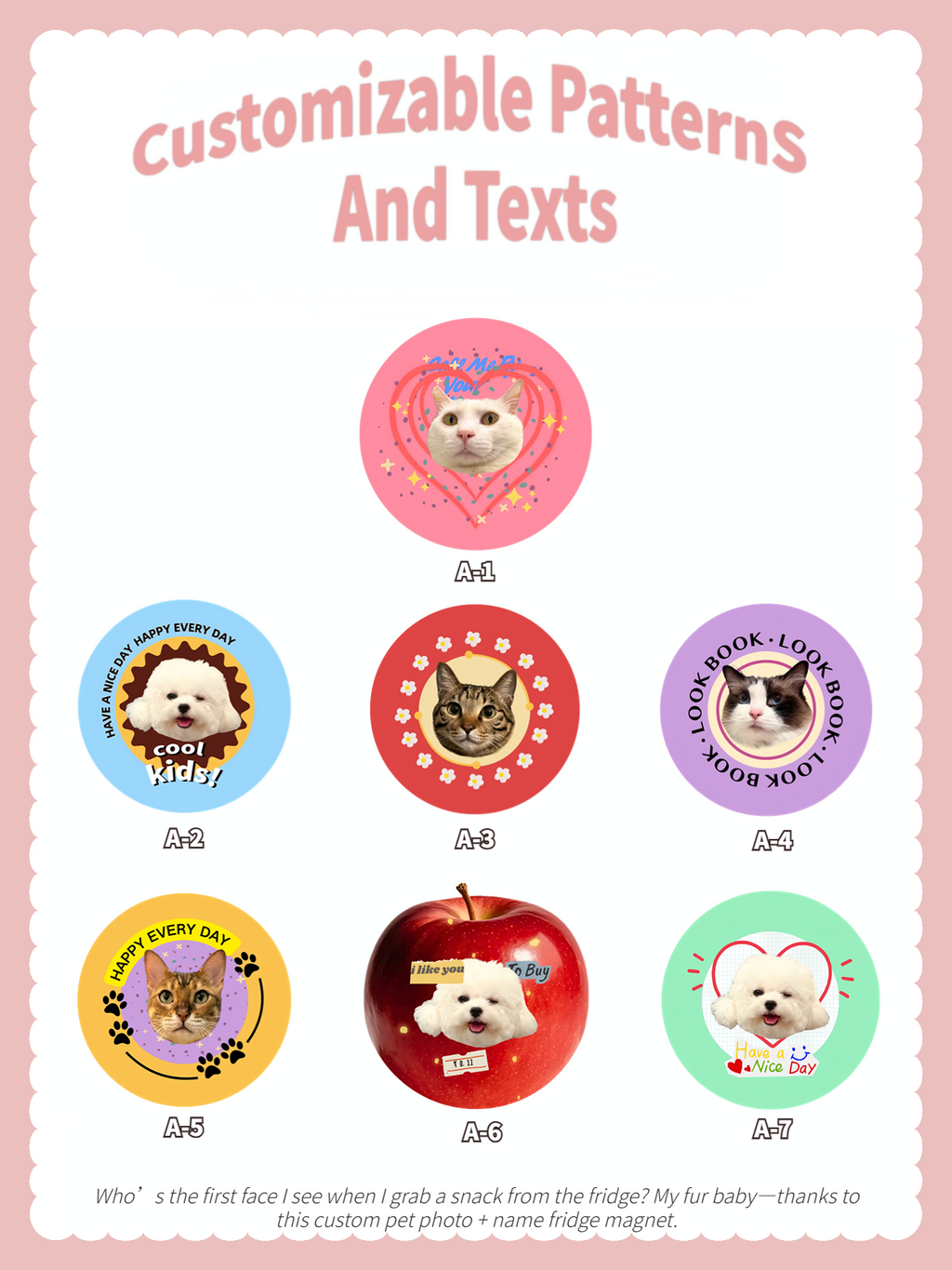 2 PCS Custom Hand-draw Pet Portrait Magnetic Fridge Magnets