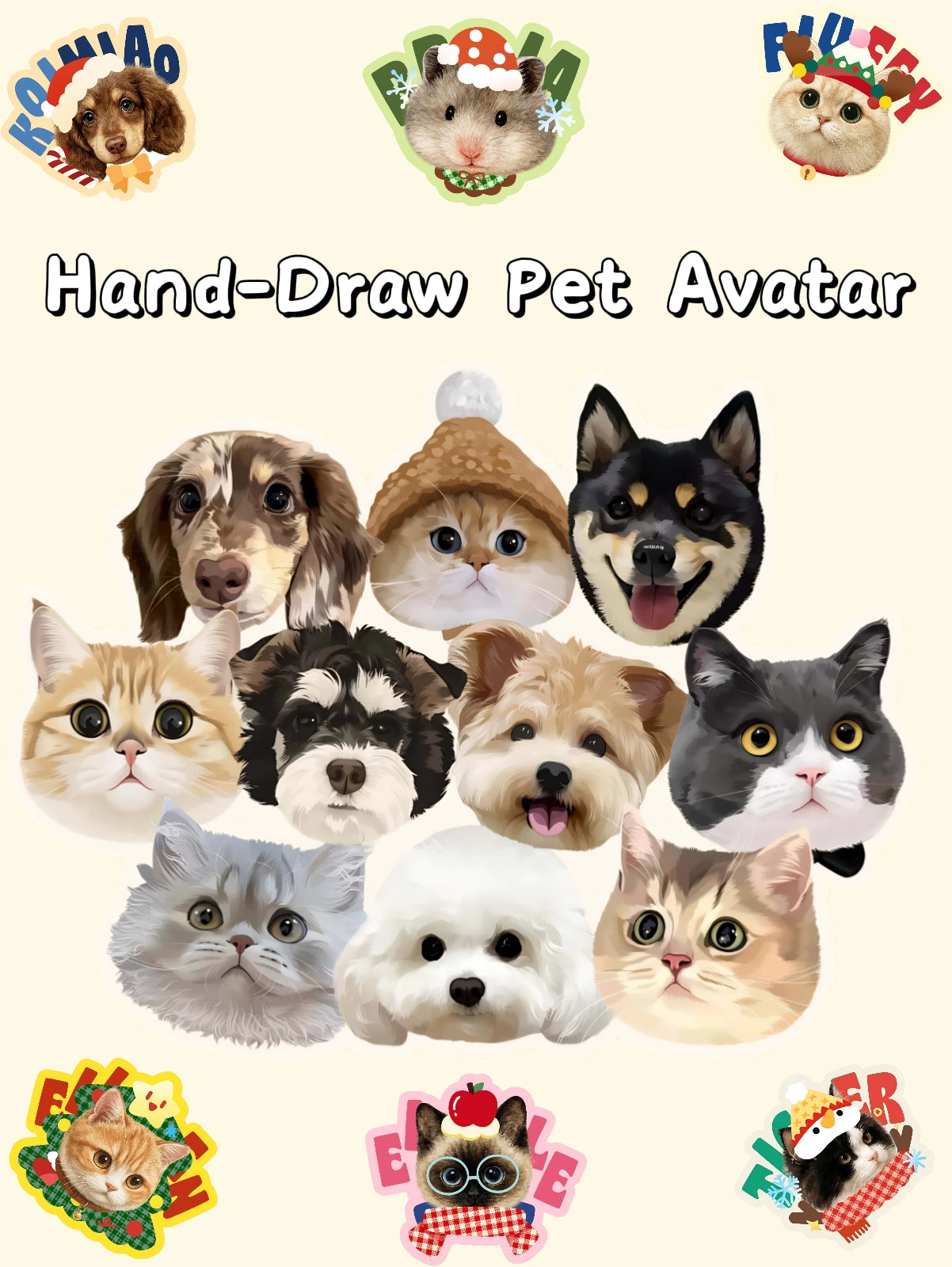 Custom Your Personalized Hand-drawn Pet Portrait