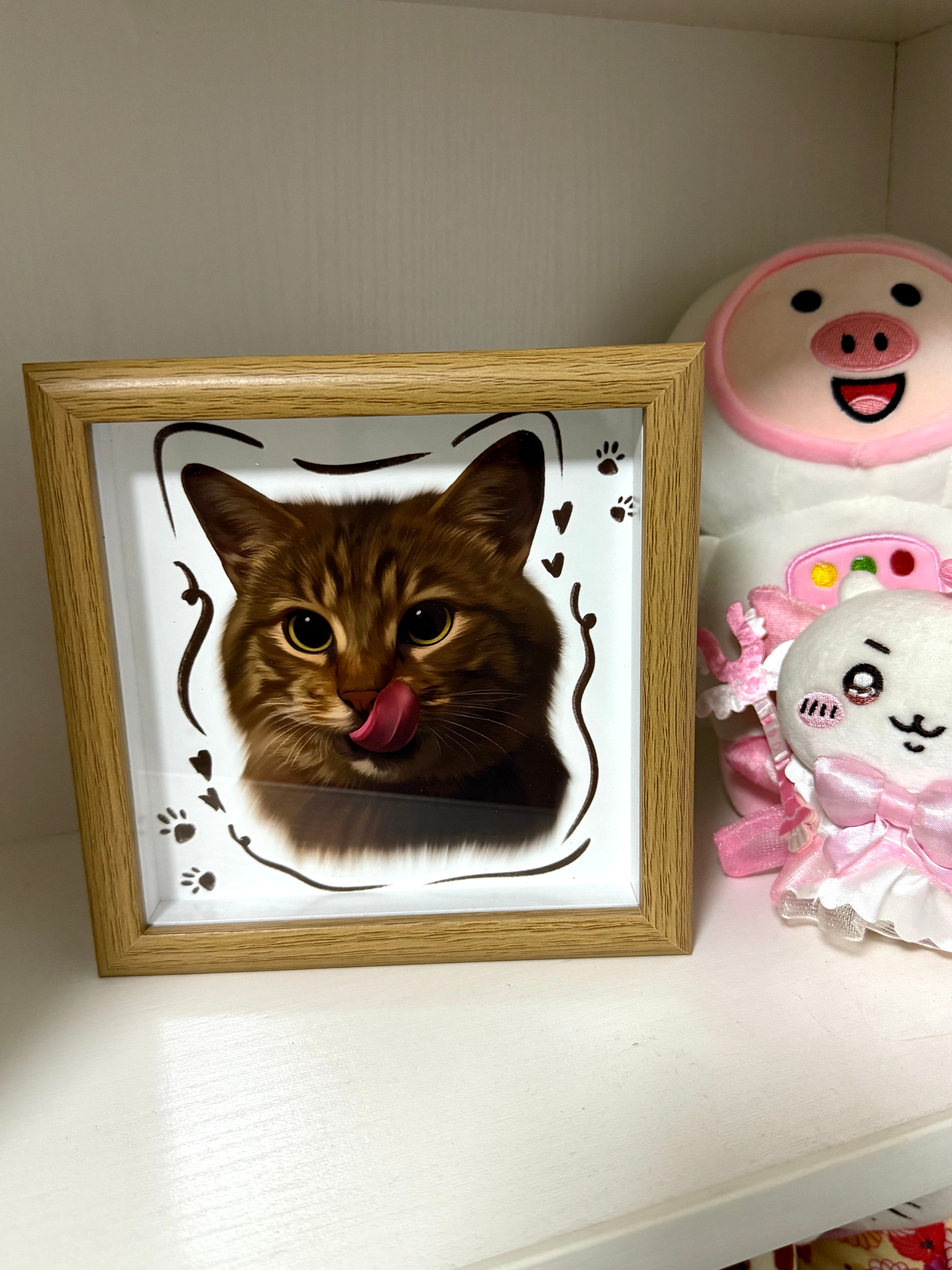 A Custom Hand-Drawn Pet Portrait Frame