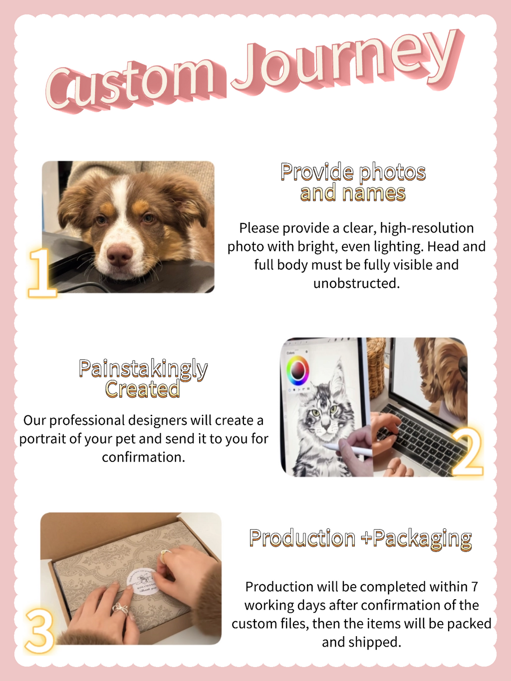 2 PCS Custom Hand-draw Pet Portrait Magnetic Fridge Magnets