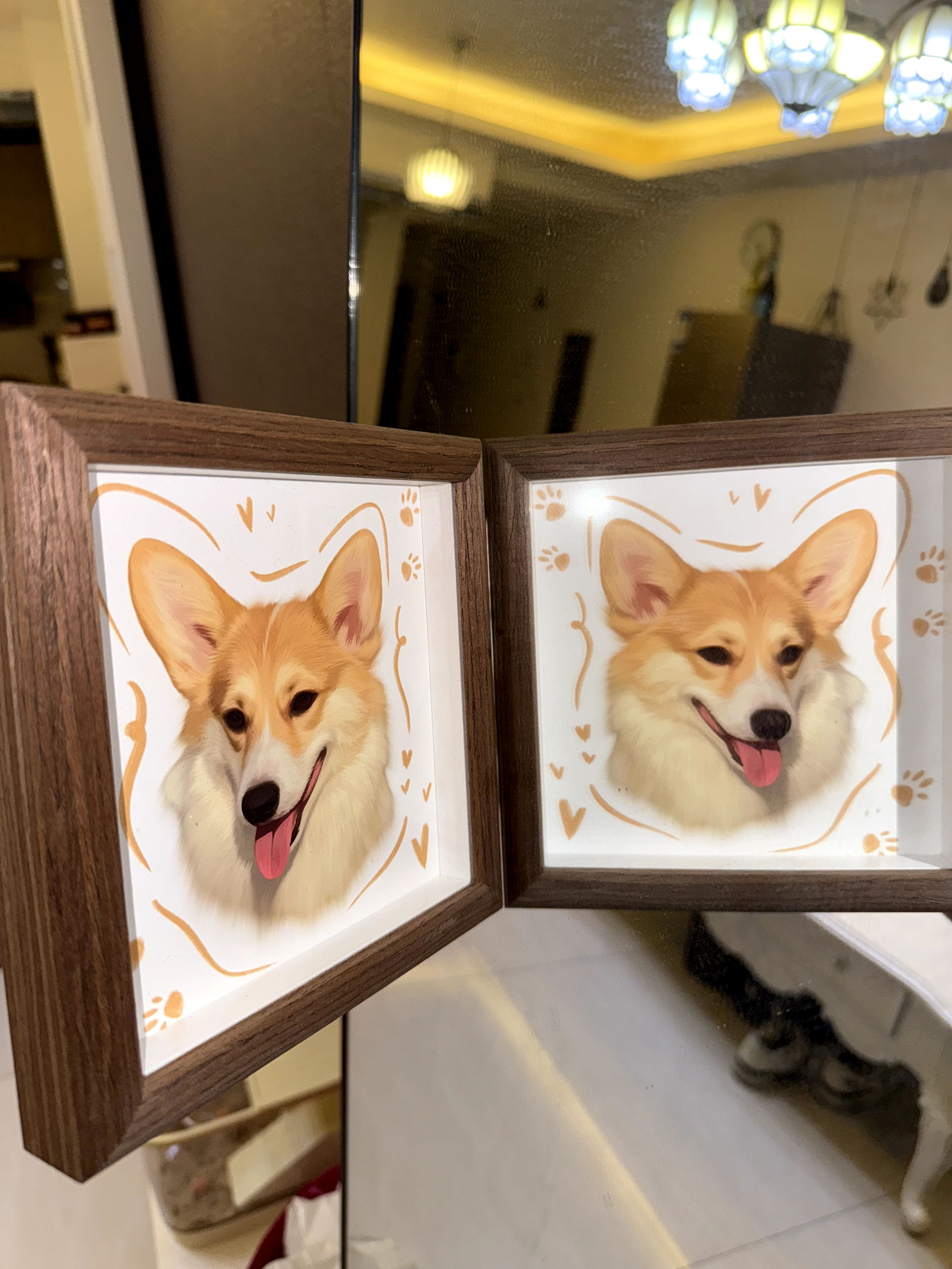 A Custom Hand-Drawn Pet Portrait Frame