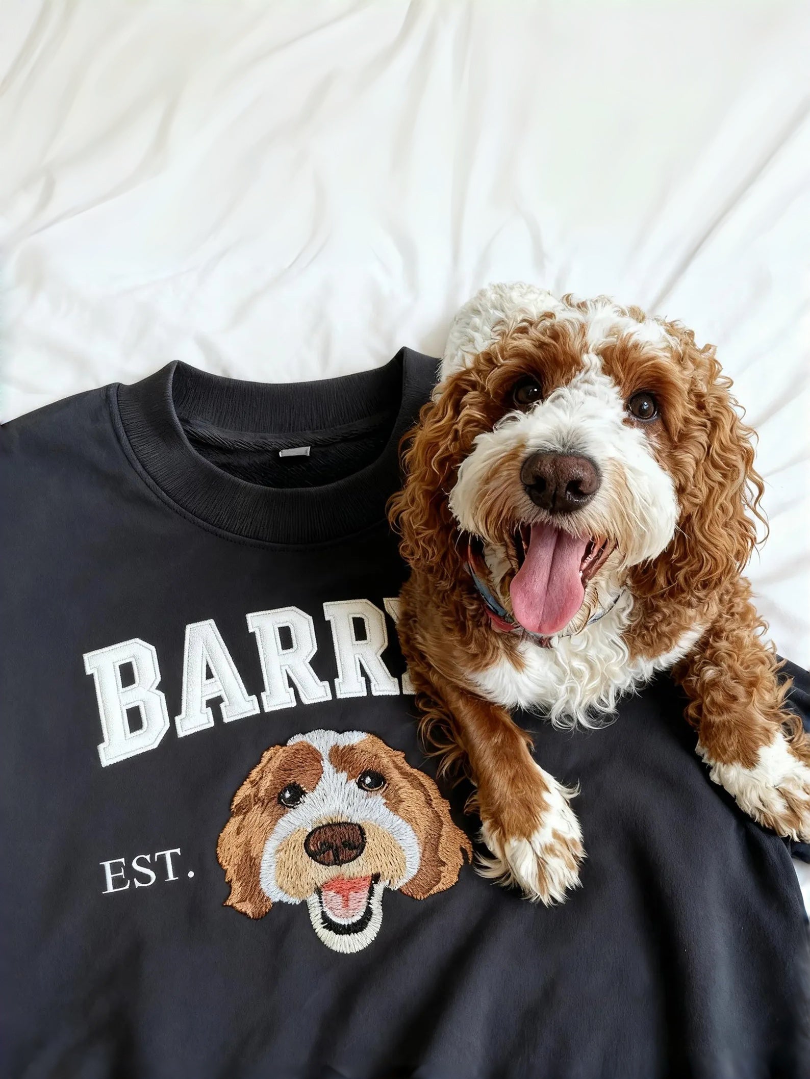 Personalized Embroidered Pet Sweatshirt with Portrait From Photo and Name, Gifts For Pet Owners