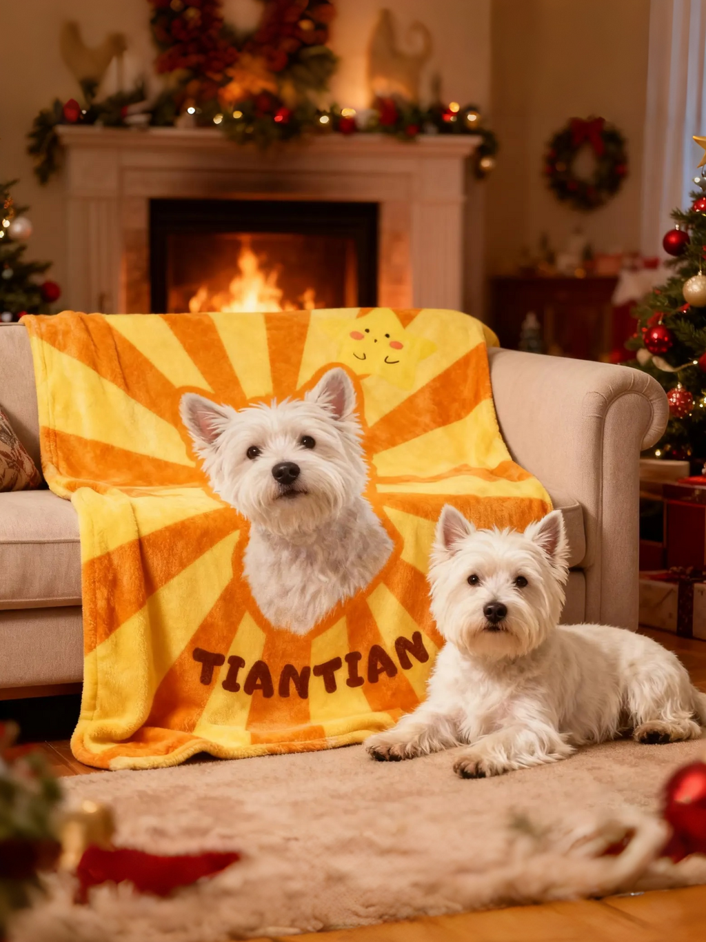 Custom Hand-Draw Pet Portrait Blanket