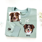 Personalized Embroidered Pet Sweatshirt with Portrait From Photo and Name, Gifts For Pet Owners