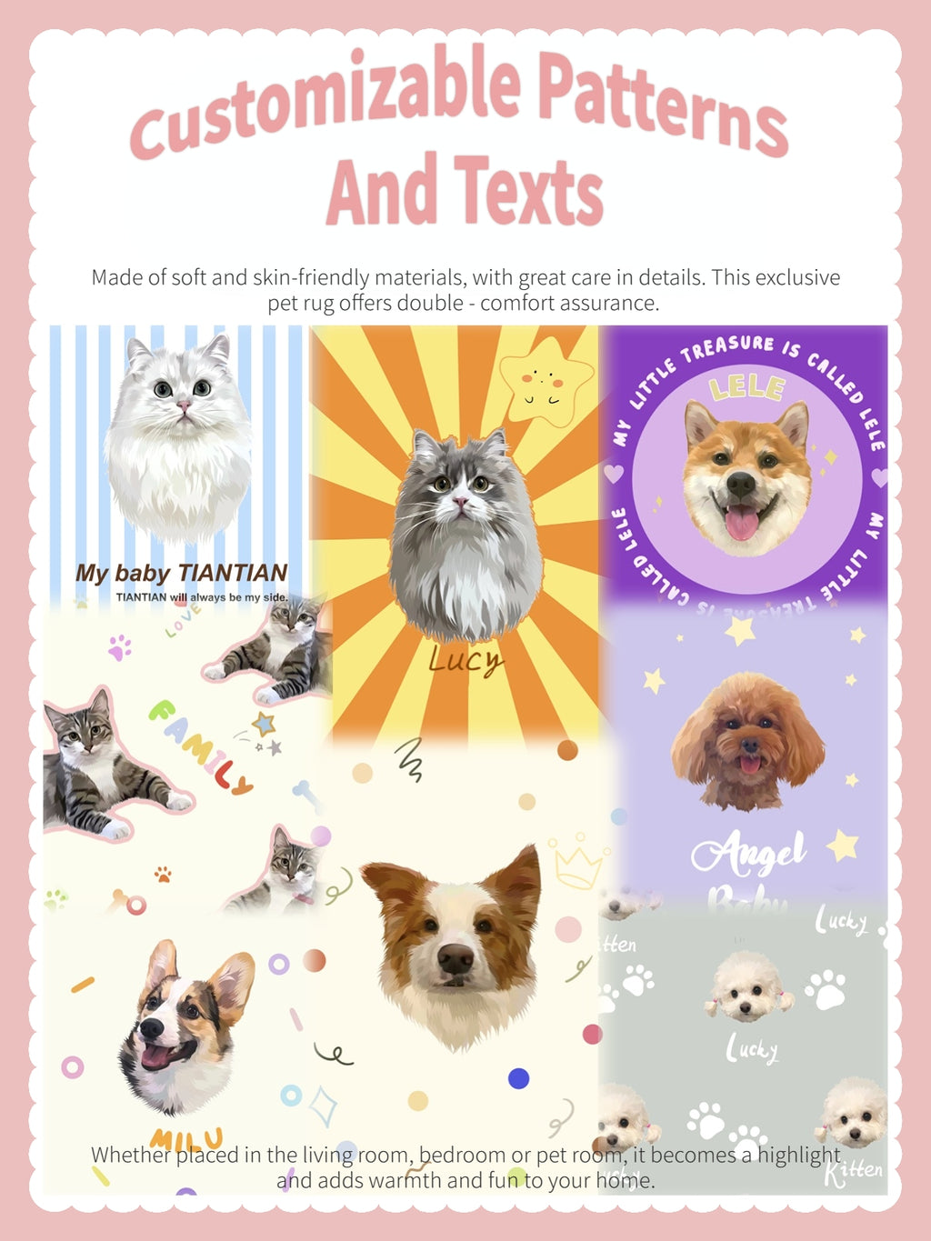 Custom Hand-Draw Pet Portrait Blanket