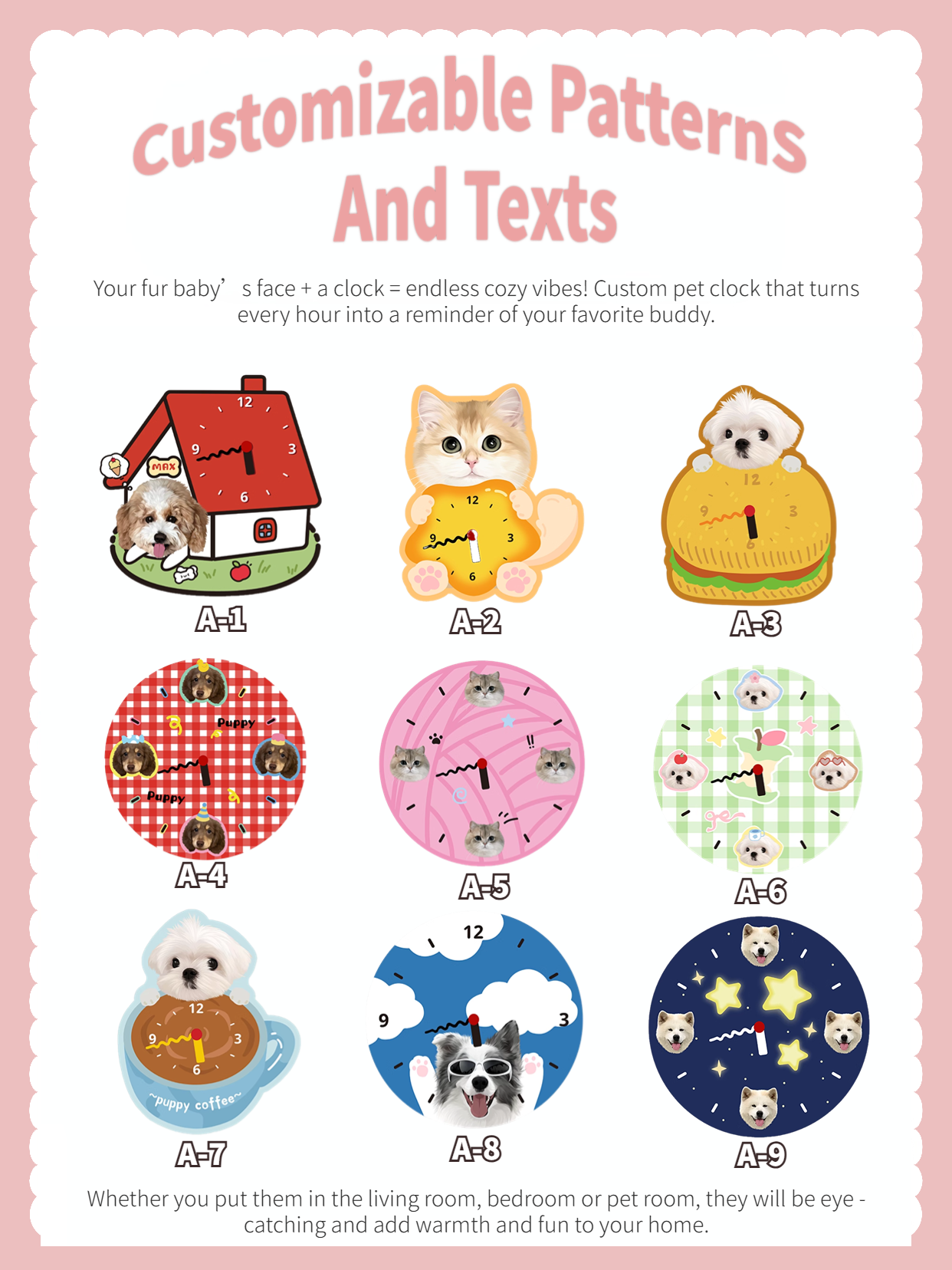 Custom Hand-Draw Pet Portrait Clock