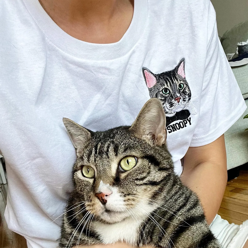 Personalized Embroidered Pet Sweatshirt with Portrait From Photo and Name, Gifts For Pet Owners